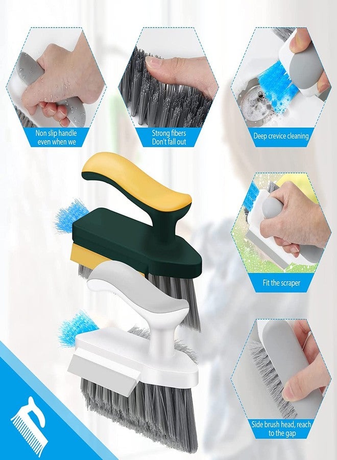 KBZONE 4 in 1 Tile Grout Cleaner Floor Scrub Brush with Squeegee, V-Shape Gap Scrub Stiff Bristles Hand Brush Crevice Cleaning Tools, scrubbing Floor,Window,Sink,Kitchen (4 in 1 Tile Grout Cleaner) - Image 2